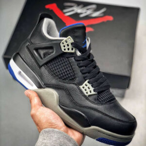 Air Jordan 4 Motorsport Away Black Game Royal-Matte Silver-White For Sale