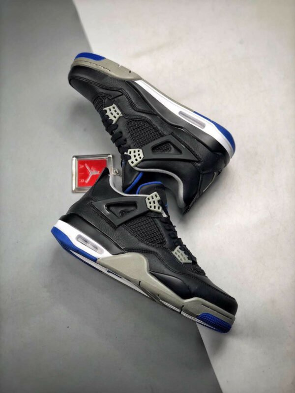 Air Jordan 4 Motorsport Away Black Game Royal-Matte Silver-White For Sale