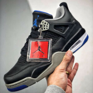 Air Jordan 4 Motorsport Away Black Game Royal-Matte Silver-White For Sale