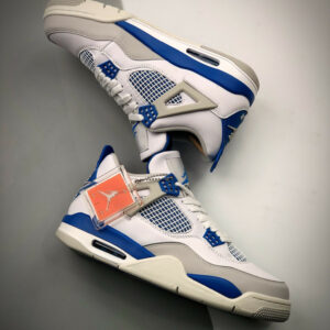 Air Jordan 4 Retro White Neutral Grey-Military Blue 308497-105 For Sale