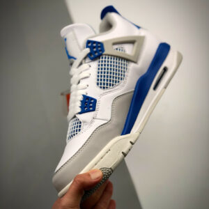 Air Jordan 4 Retro White Neutral Grey-Military Blue 308497-105 For Sale