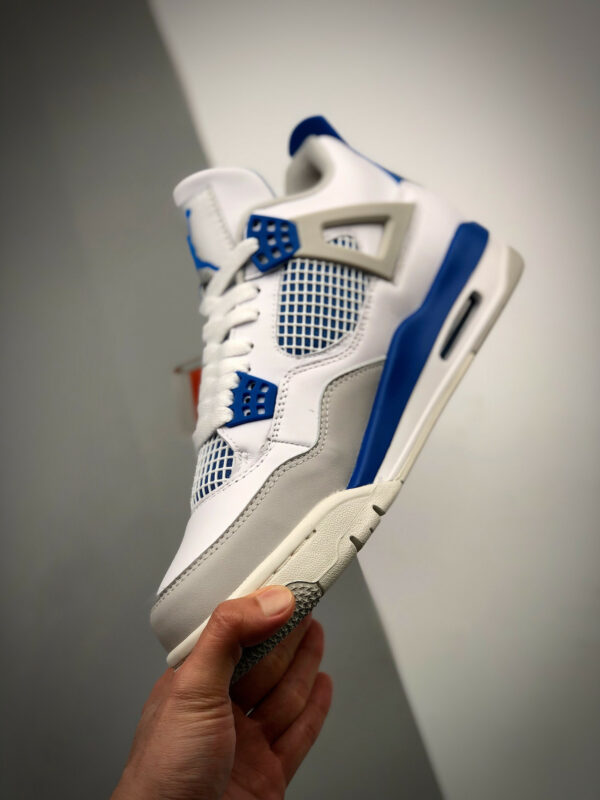 Air Jordan 4 Retro White Neutral Grey-Military Blue 308497-105 For Sale