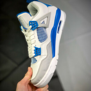 Air Jordan 4 Retro White Neutral Grey-Military Blue 308497-105 For Sale