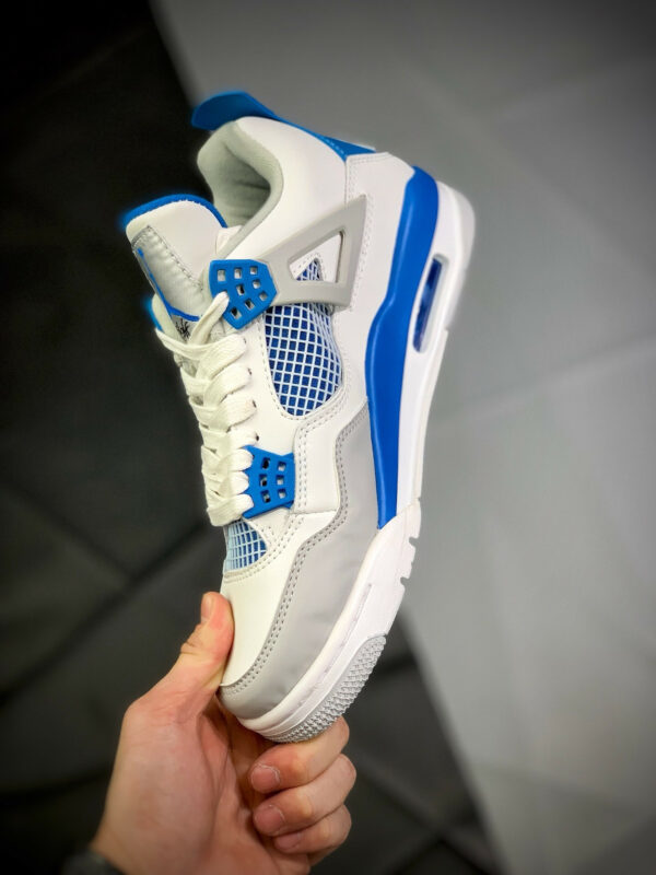 Air Jordan 4 Retro White Neutral Grey-Military Blue 308497-105 For Sale