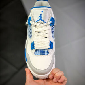 Air Jordan 4 Retro White Neutral Grey-Military Blue 308497-105 For Sale