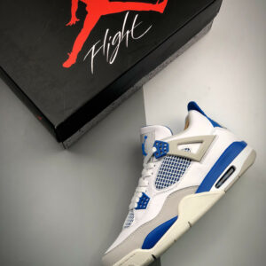 Air Jordan 4 Retro White Neutral Grey-Military Blue 308497-105 For Sale