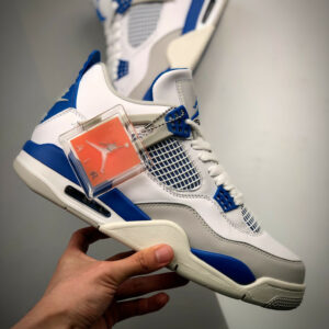 Air Jordan 4 Retro White Neutral Grey-Military Blue 308497-105 For Sale