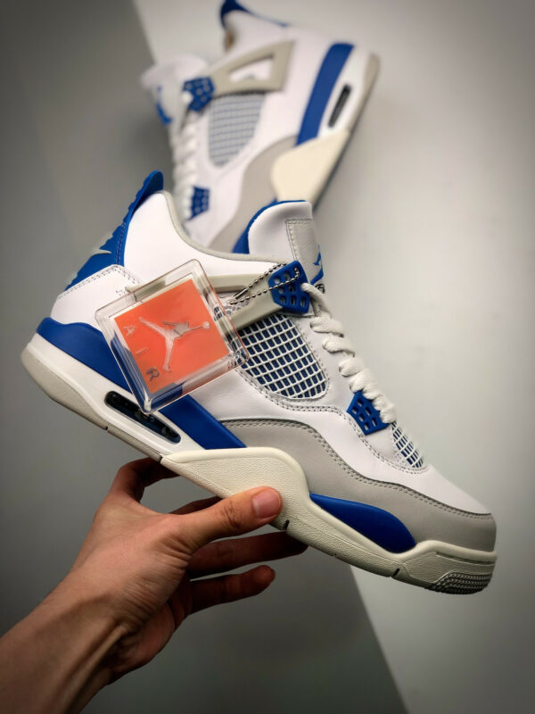 Air Jordan 4 Retro White Neutral Grey-Military Blue 308497-105 For Sale