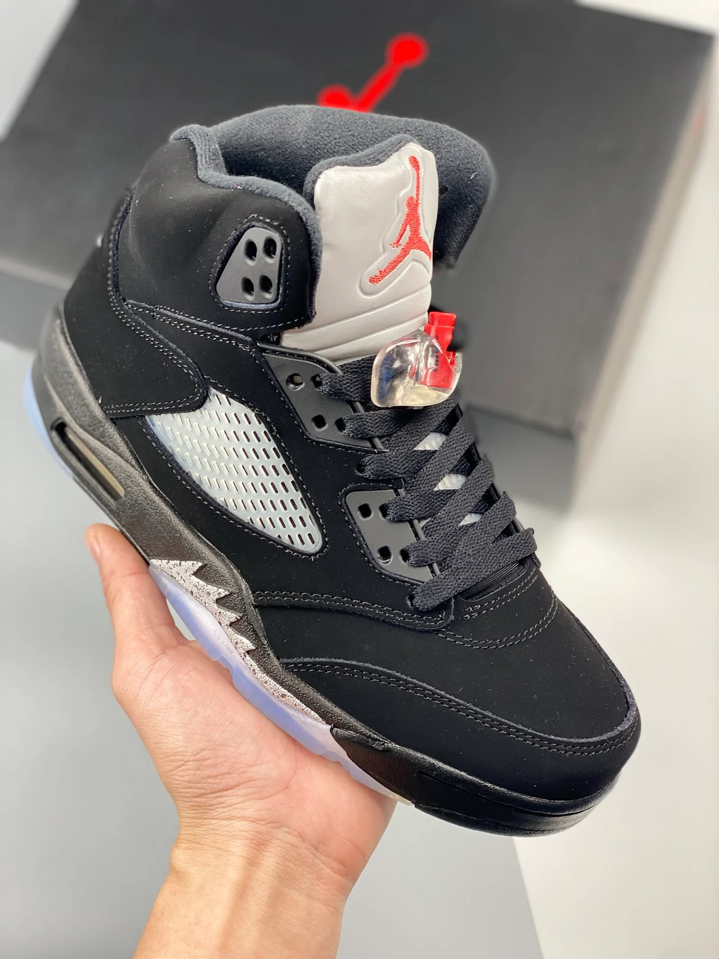 Air Jordan 5 OG Black Fire Red-Metallic Silver-White 845035-003 For Sale