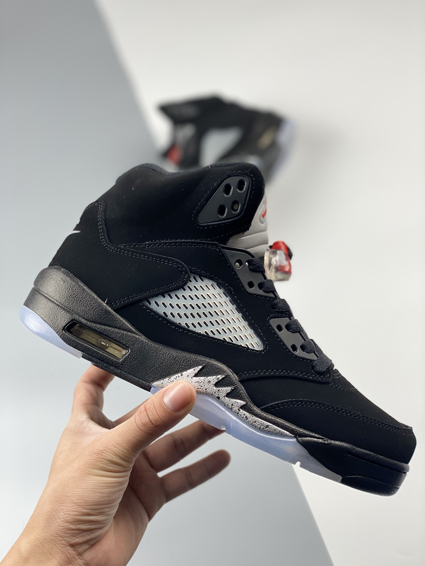 Air Jordan 5 OG Black Fire Red-Metallic Silver-White 845035-003 For Sale