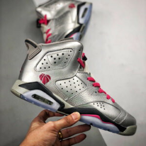 Air Jordan 6 Retro GS Valentines Day Metallic Silver Vivid Pink-Black For Sale