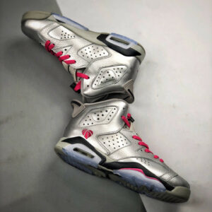 Air Jordan 6 Retro GS Valentines Day Metallic Silver Vivid Pink-Black For Sale