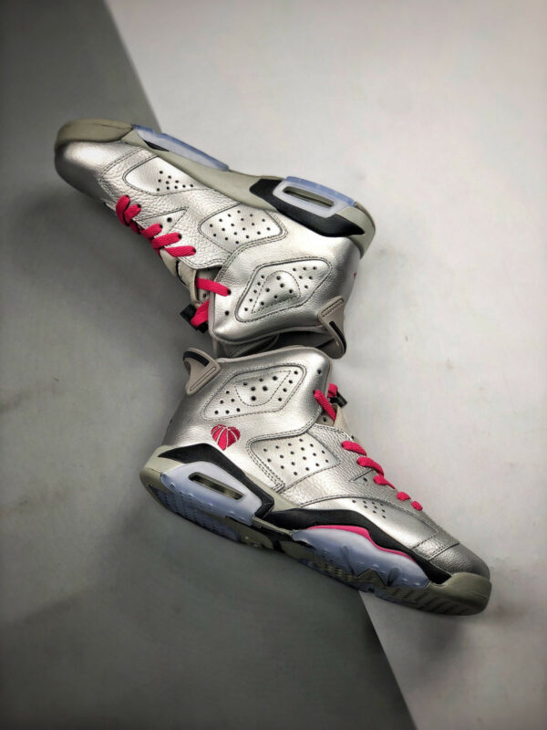 Air Jordan 6 Retro GS Valentines Day Metallic Silver Vivid Pink-Black For Sale