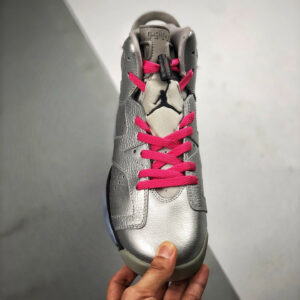 Air Jordan 6 Retro GS Valentines Day Metallic Silver Vivid Pink-Black For Sale