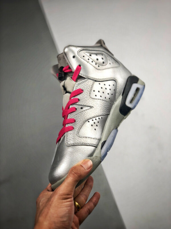 Air Jordan 6 Retro GS Valentines Day Metallic Silver Vivid Pink-Black For Sale