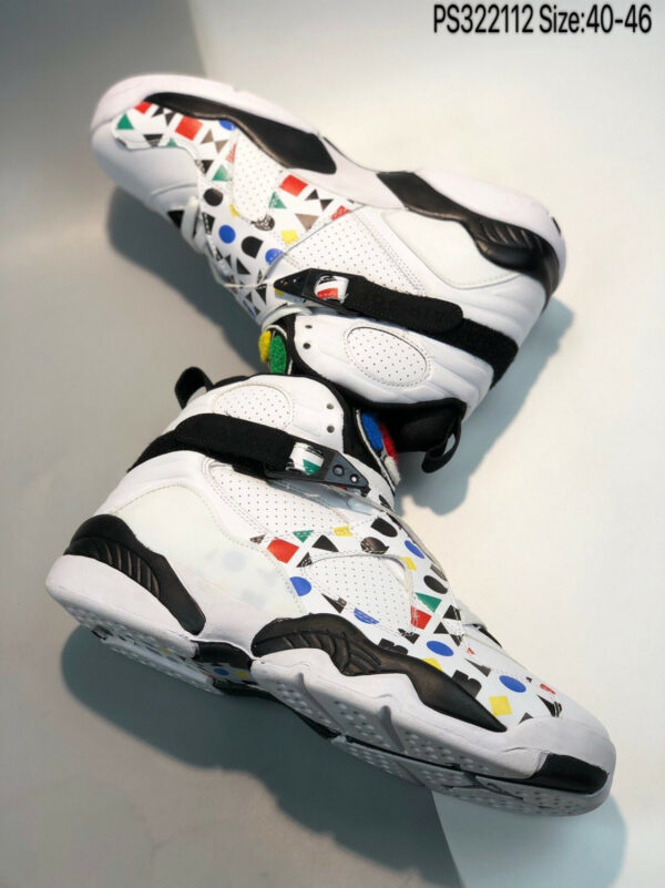 Air Jordan 8 Quai 54 White Black-Multi-Color For Sale