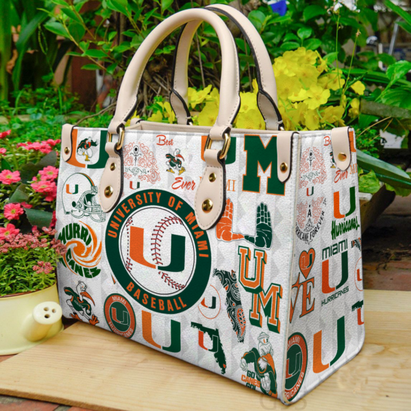 Miami Hurricanes Women Leather Hand Bag