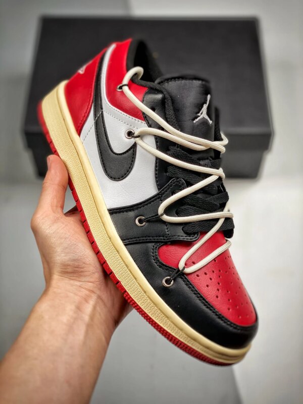 Custom Air Jordan 1 Low Black Red White For Sale