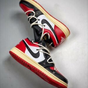 Custom Air Jordan 1 Low Black Red White For Sale