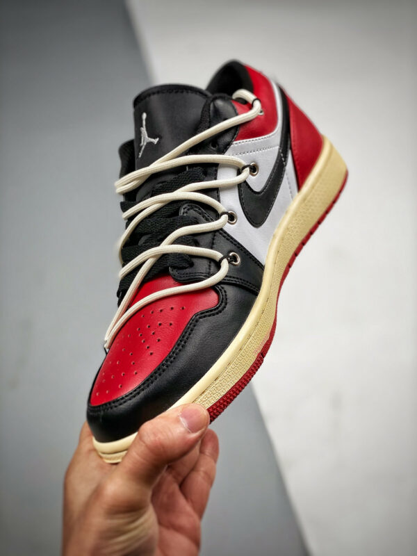 Custom Air Jordan 1 Low Black Red White For Sale