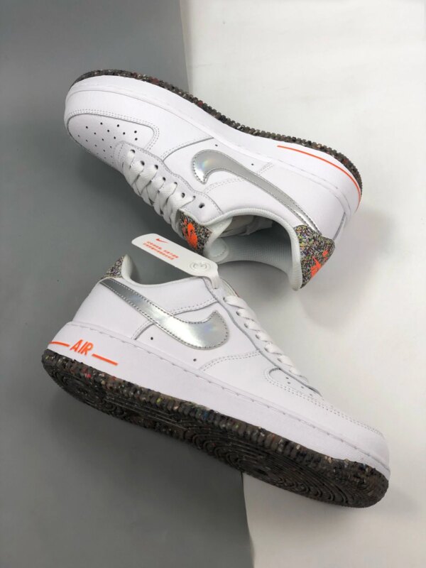 Nike Air Force 1 Crater White Metallic Silver-Laser Orange For Sale