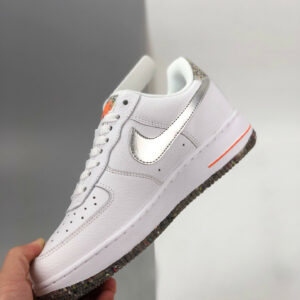 Nike Air Force 1 Crater White Metallic Silver-Laser Orange For Sale