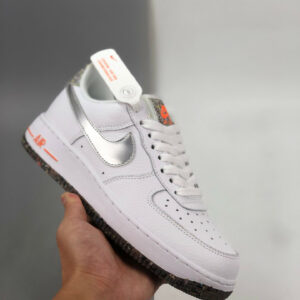 Nike Air Force 1 Crater White Metallic Silver-Laser Orange For Sale