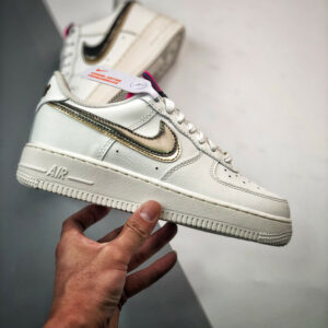 Nike Air Force 1 LV8 Double Swoosh Silver Gold DH9595-001 For Sale