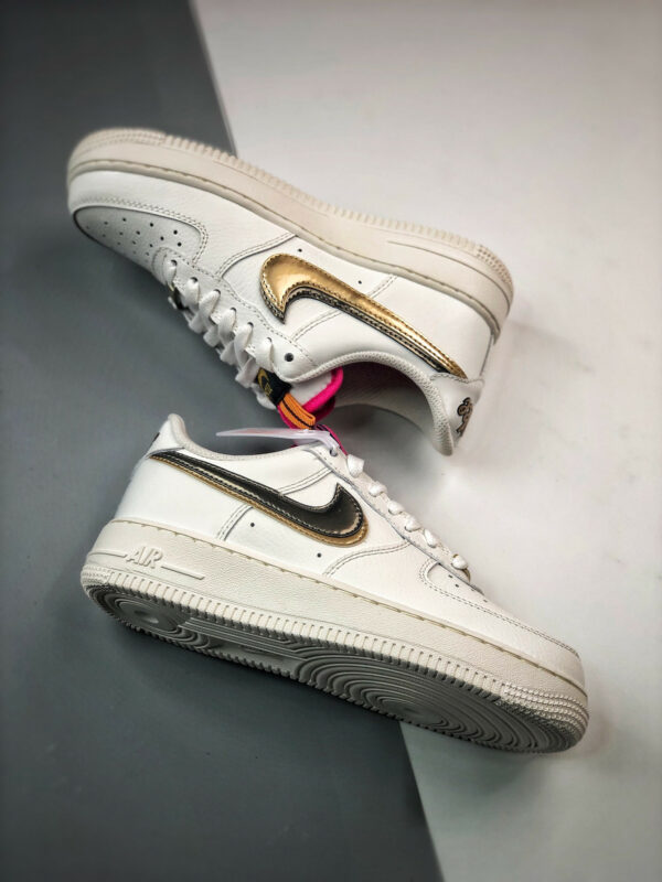 Nike Air Force 1 LV8 Double Swoosh Silver Gold DH9595-001 For Sale