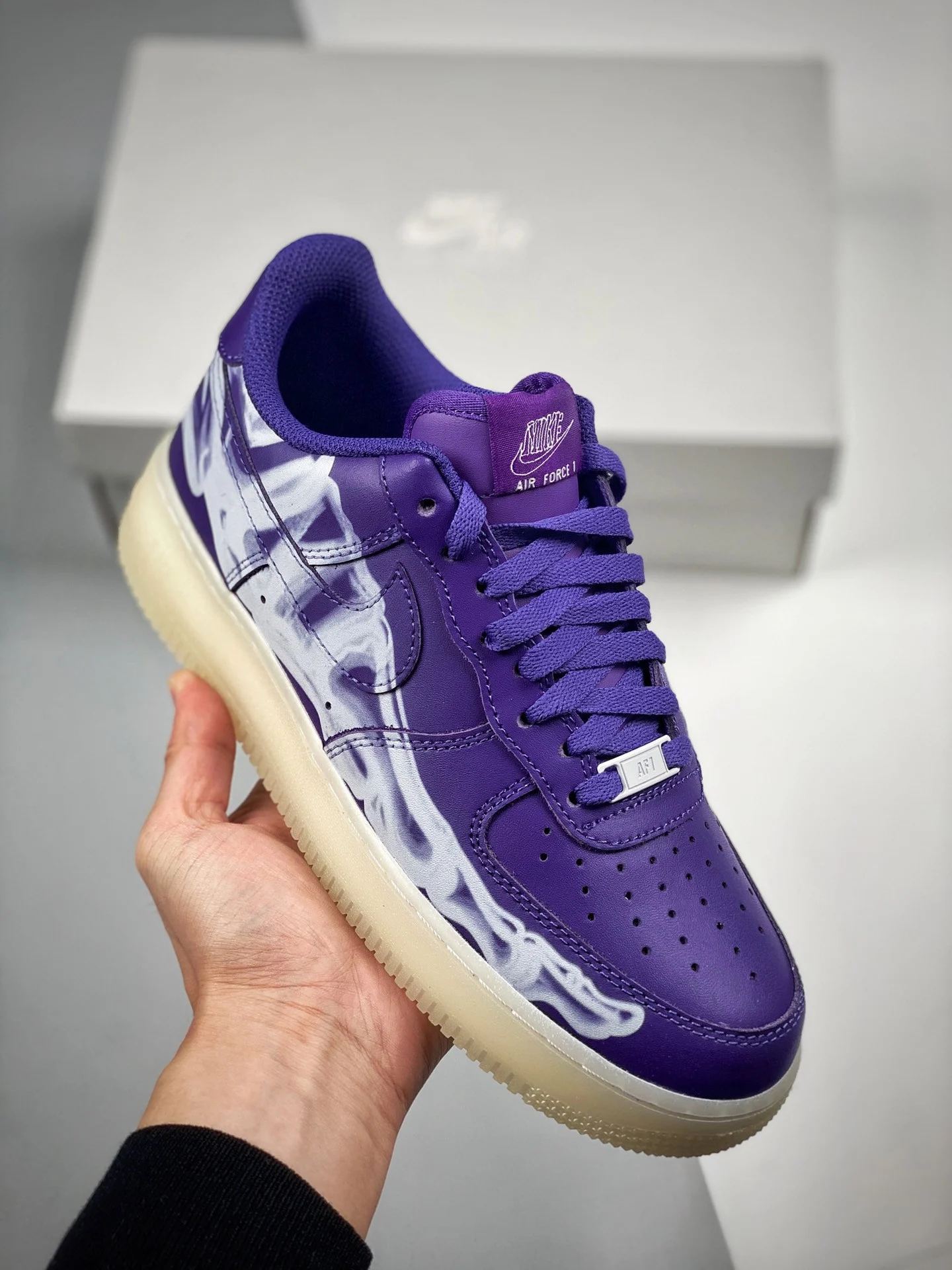 Nike Air Force 1 Low Skeleton Court Purple White For Sale