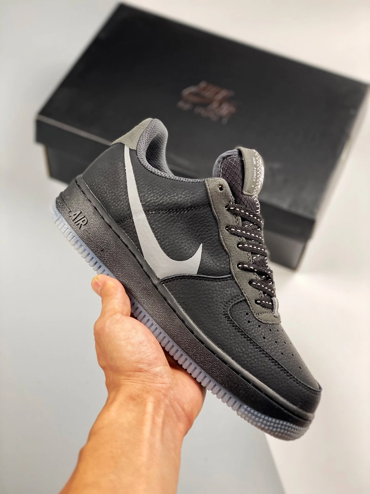 Nike Air Force 1 Low LV 8 Big Swoosh Black For Sale