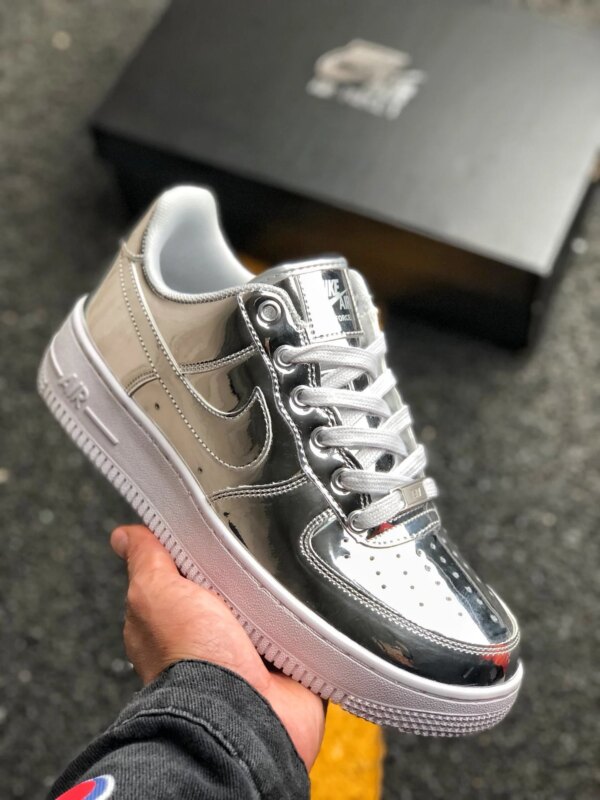 Nike Air Force 1 SP Liquid Silver Chrome Metallic Silver White For Sale