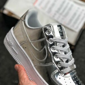 Nike Air Force 1 SP Liquid Silver Chrome Metallic Silver White For Sale