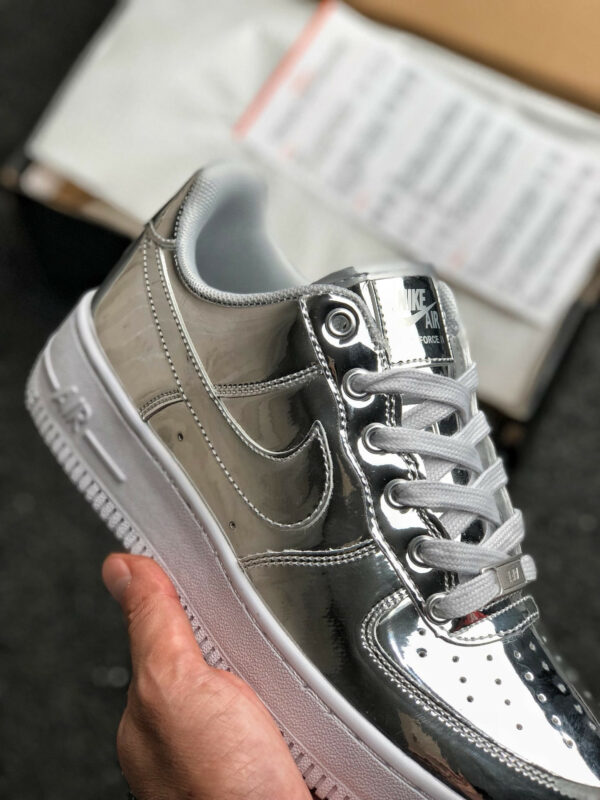 Nike Air Force 1 SP Liquid Silver Chrome Metallic Silver White For Sale