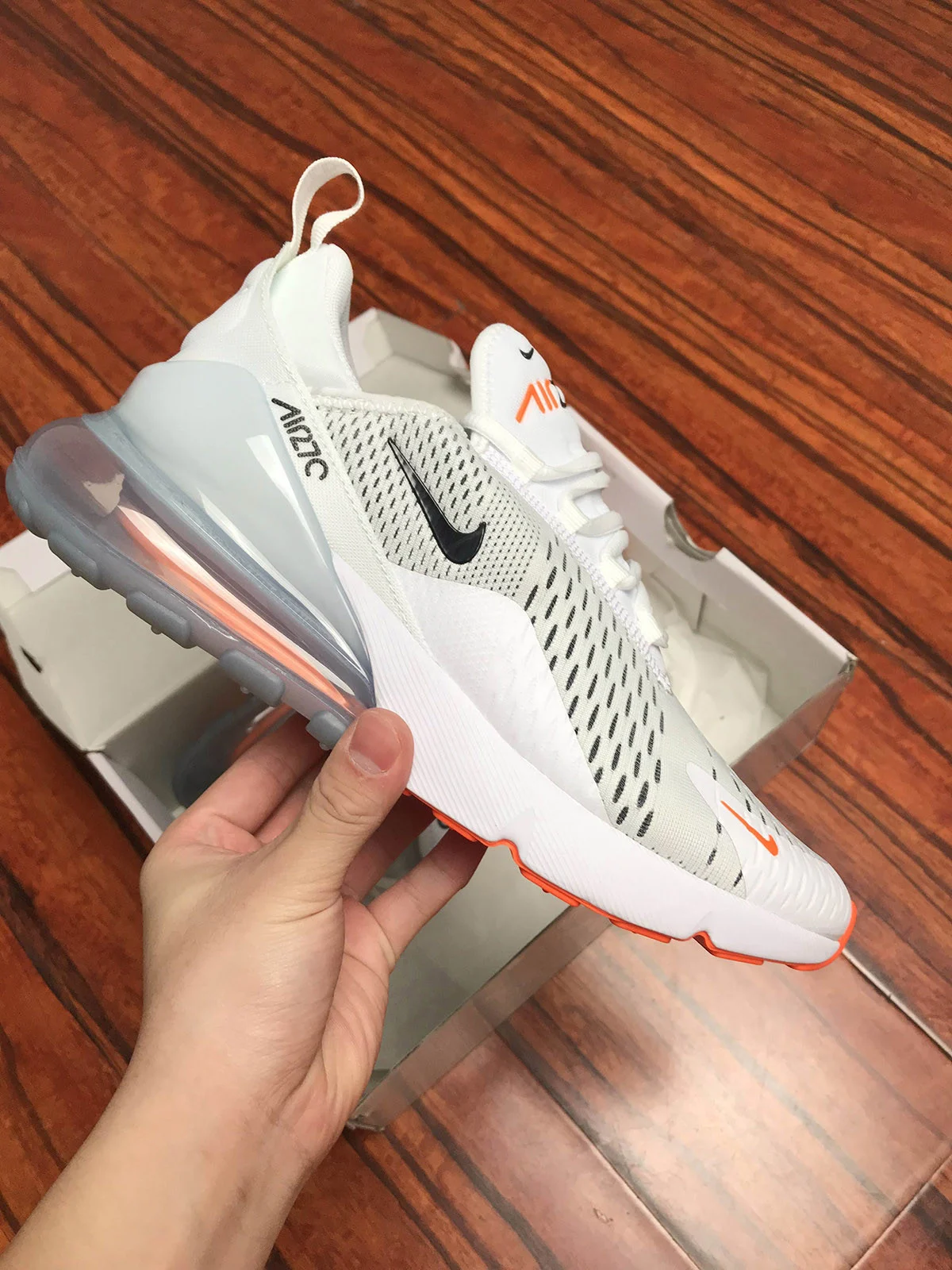 Nike Air Max 270 Just Do It White Black-Total Orange For Sale