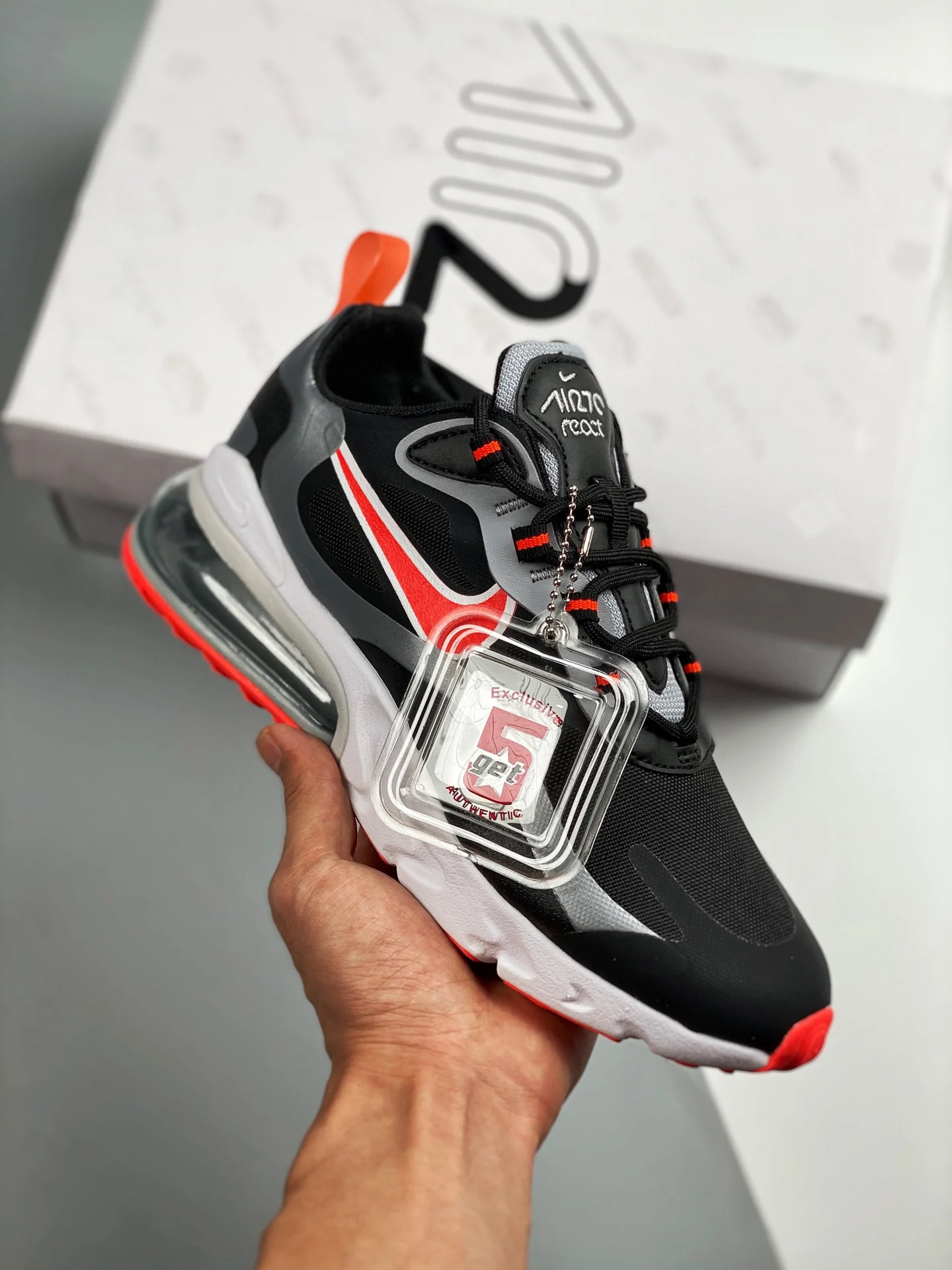 Nike Air Max 270 React Black Silver Red CT1646-001 For Sale