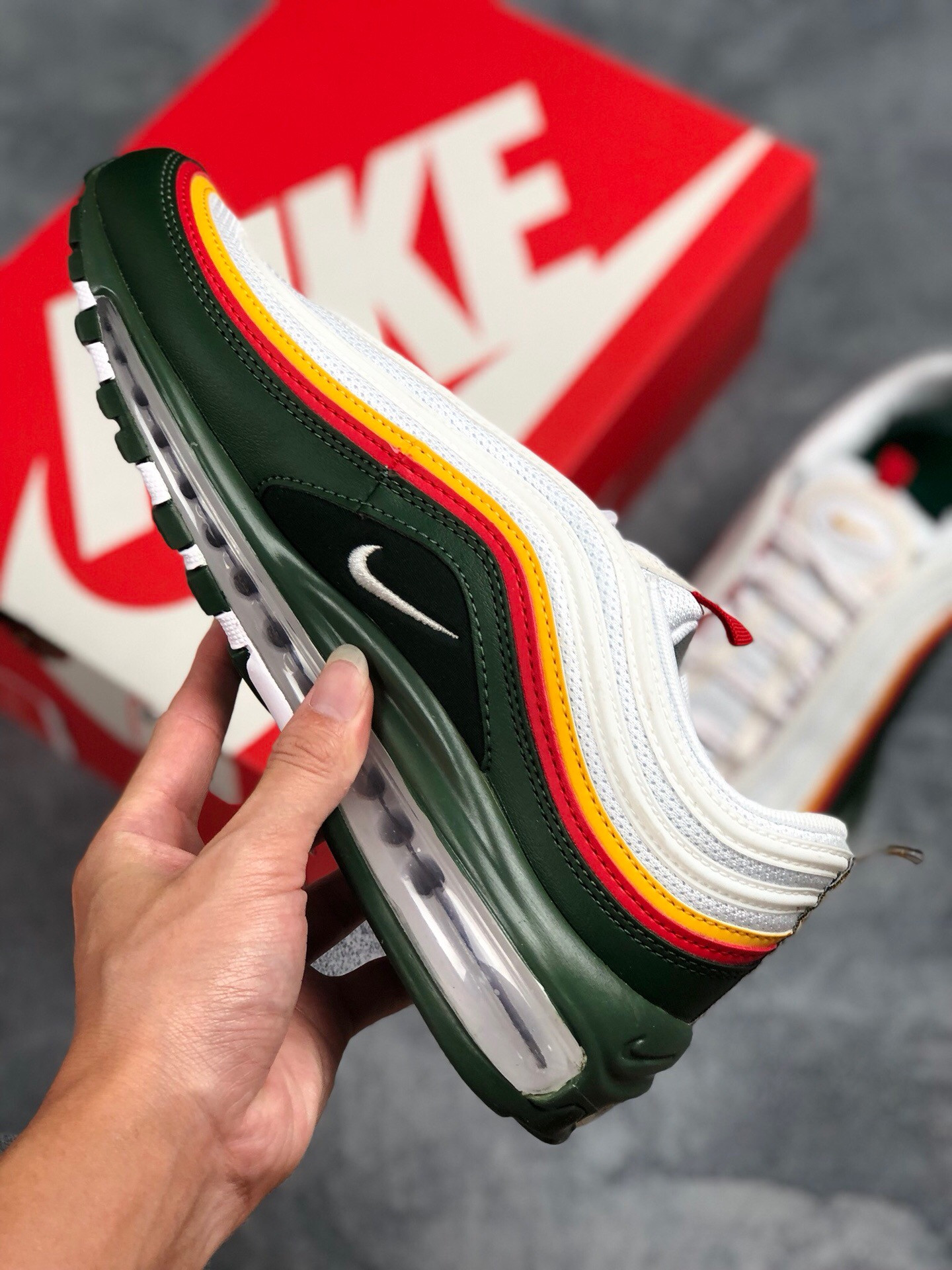 Nike Air Max 97 SE White Dynamic Yellow-Evergreen On Sale