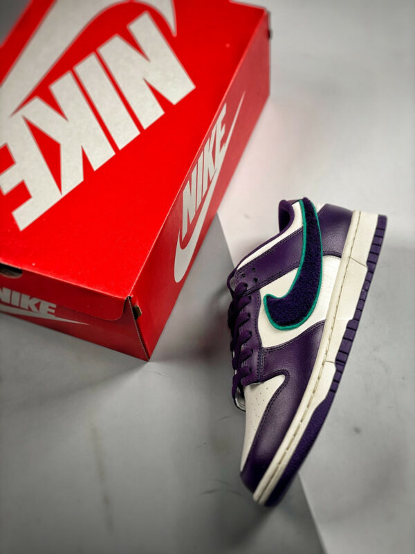 Nike Dunk Low Chenille Swoosh Sail Grand Purple-Green DQ7683-100 For Sale