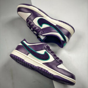 Nike Dunk Low Chenille Swoosh Sail Grand Purple-Green DQ7683-100 For Sale