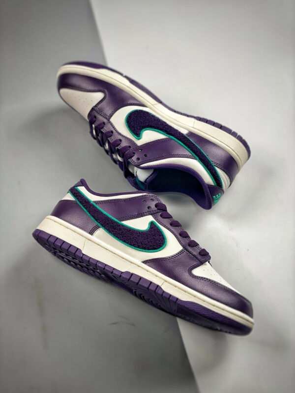 Nike Dunk Low Chenille Swoosh Sail Grand Purple-Green DQ7683-100 For Sale