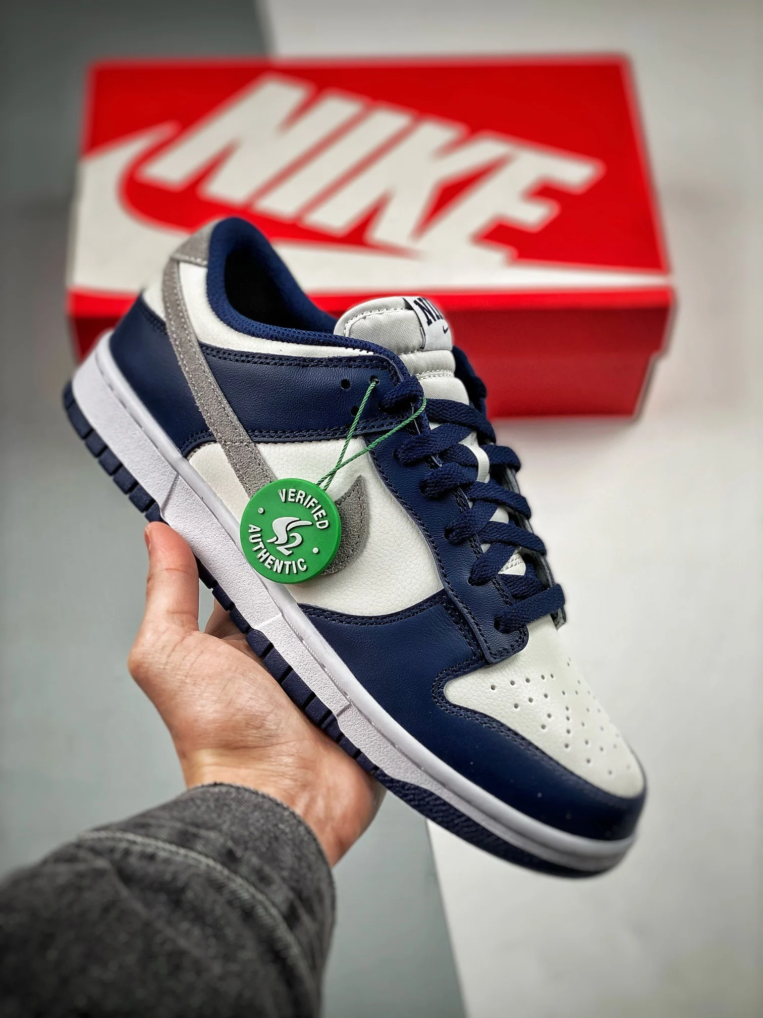 Nike Dunk Low Midnight Navy Grey-White FD9749-400 For Sale