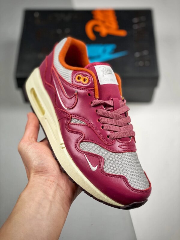 Patta x Nike Air Max 1 Metallic Silver Night Maroon For Sale