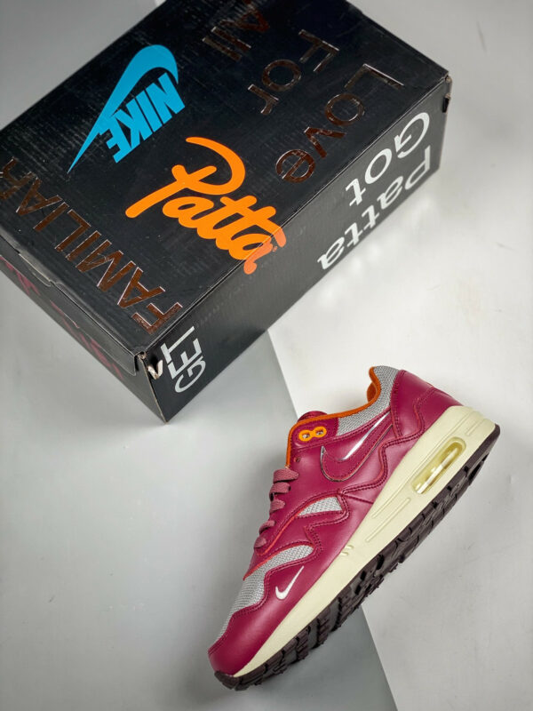 Patta x Nike Air Max 1 Metallic Silver Night Maroon For Sale