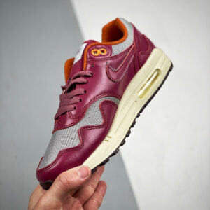 Patta x Nike Air Max 1 Metallic Silver Night Maroon For Sale