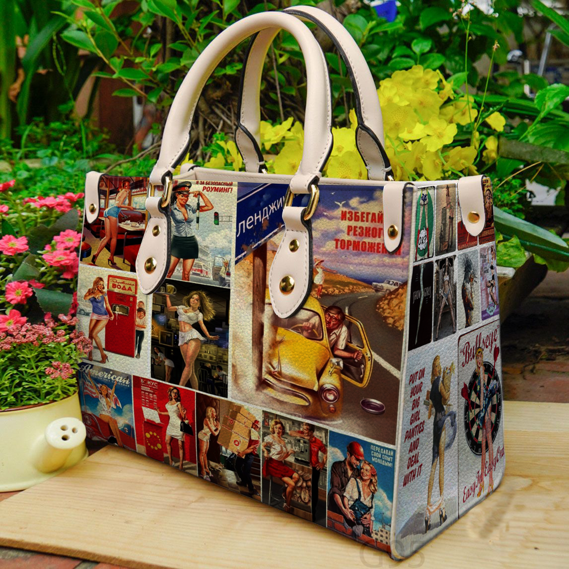 Pin-ups Women Leather Hand Bag