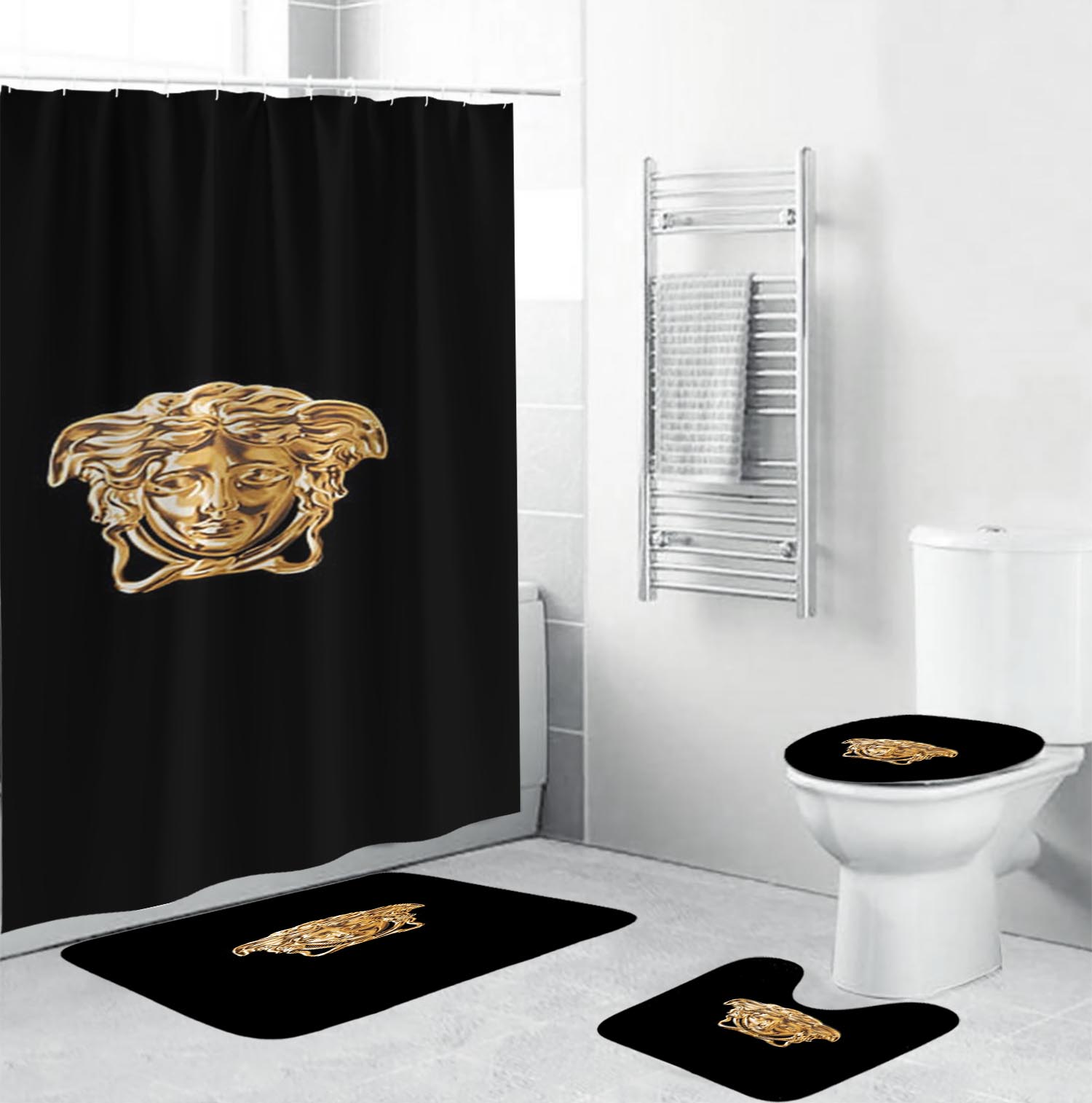 Gianni Versace Medusa Bathroom Set Home Decor Hypebeast Luxury Fashion Brand Bath Mat