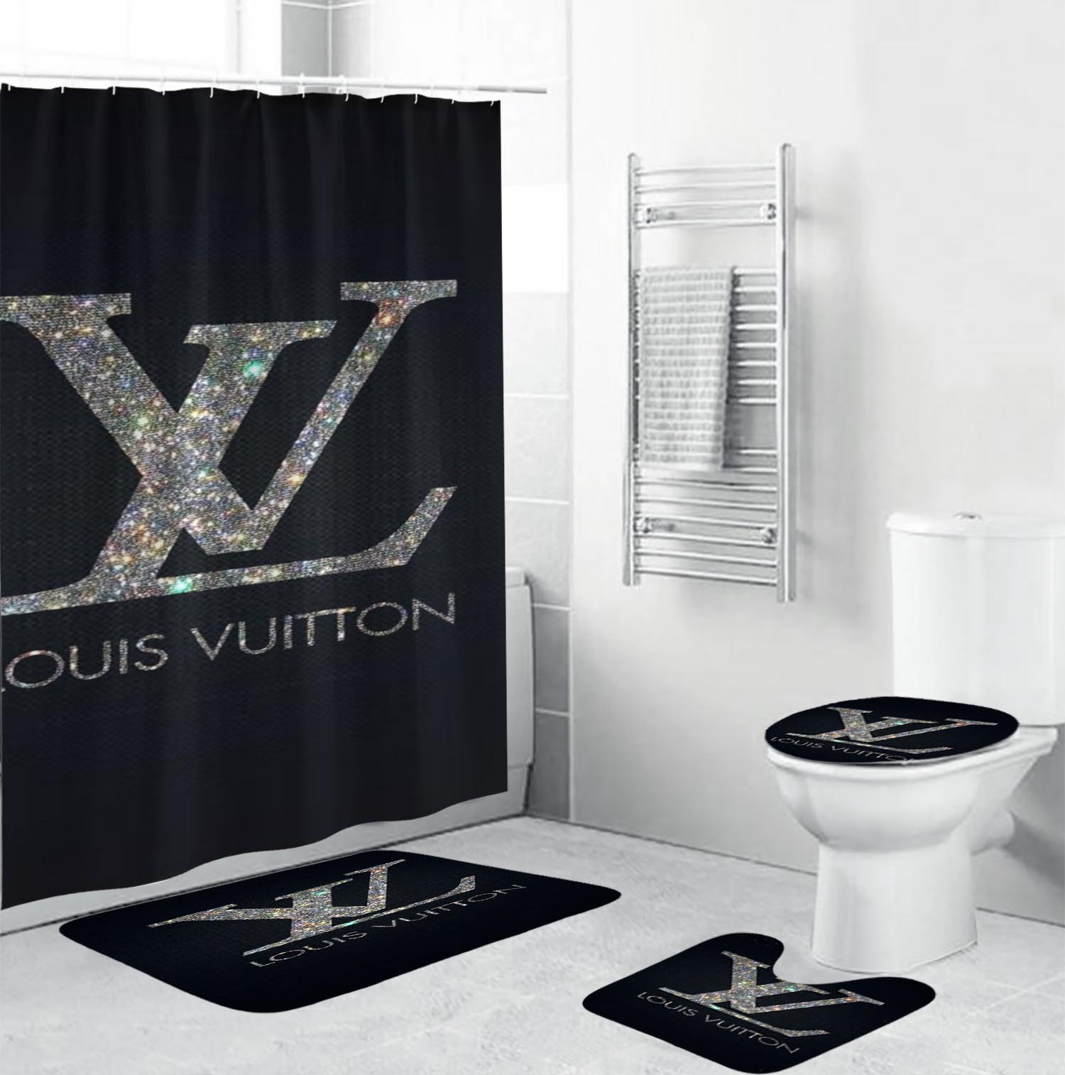 Louis Vuitton Lv Glitter Bathroom Set Hypebeast Home Decor Bath Mat Luxury Fashion Brand