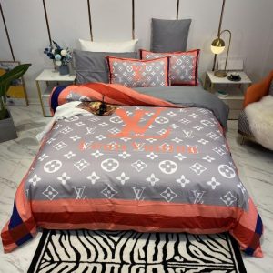 Louis Vuitton Logo Brand Bedding Set Bedroom Luxury Bedspread Home Decor