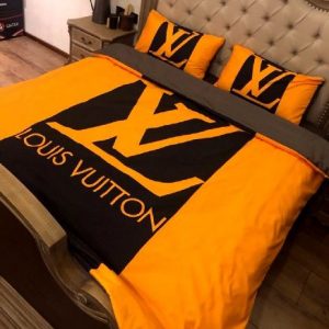 Louis Vuitton Logo Brand Bedding Set Luxury Bedroom Home Decor Bedspread