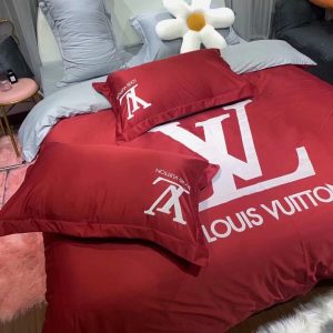 Louis Vuitton Logo Brand Bedding Set Bedroom Home Decor Luxury Bedspread